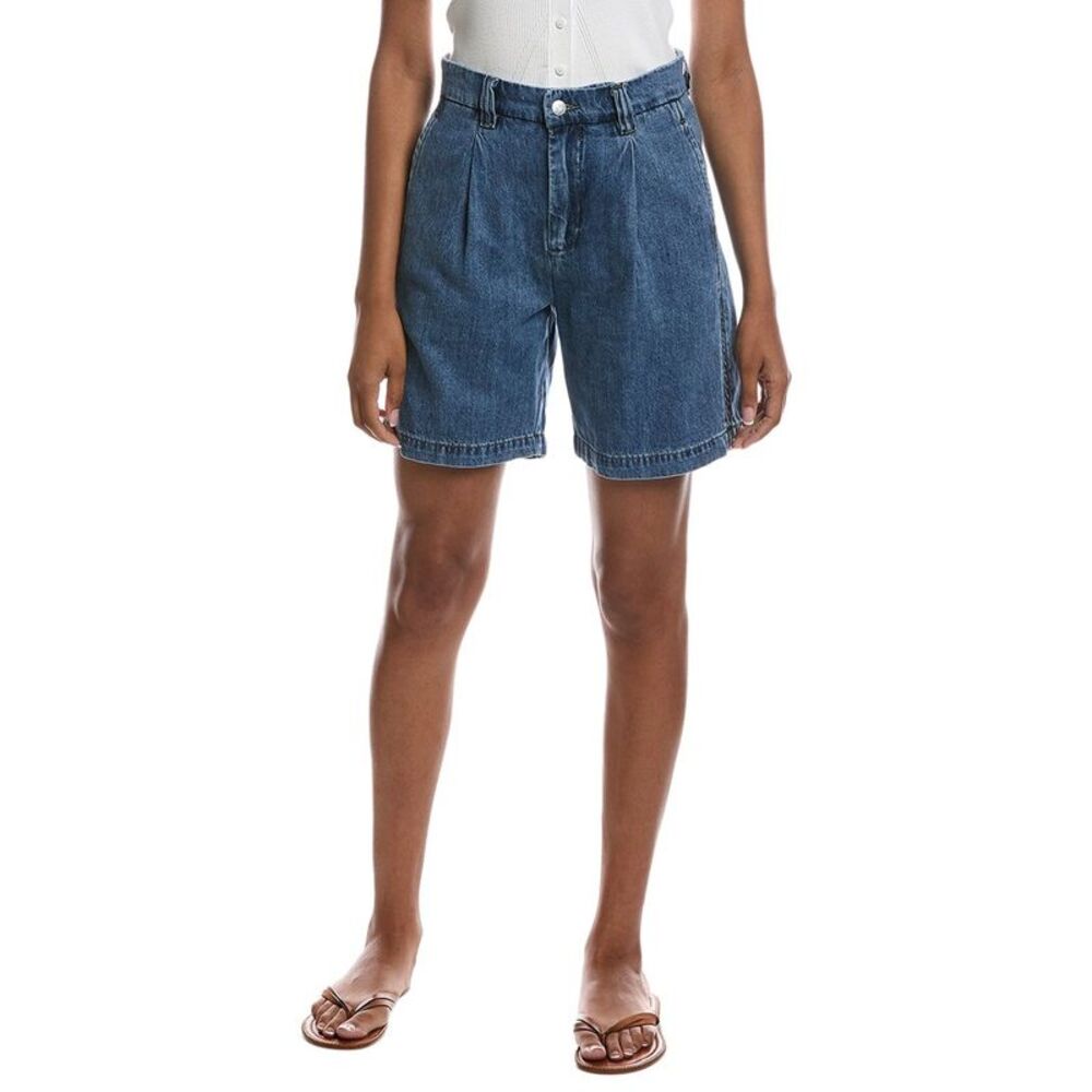 Current/Elliott Womens  Pleated Denim Short, Blue